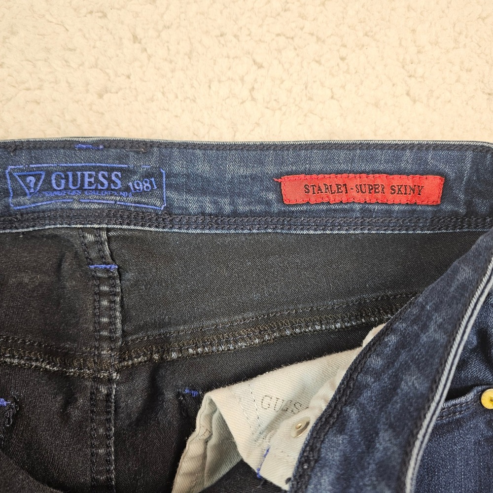 Guess 1981 Starlet Super Skinny Jeans Indigo Blue Dark Wash Womens Size 29 - Picture 4 of 12